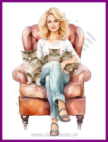 Diamond Painting Crazy Cat Lady 02 (formaat en vorm steentjes naar keuze)