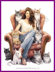 Diamond Painting Crazy Cat Lady 03 (formaat en vorm steentjes naar keuze)
