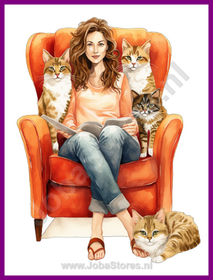 Diamond Painting Crazy Cat Lady 04 (formaat en vorm steentjes naar keuze)