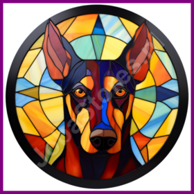 Diamond Painting Glas in lood Hond - Dobermann 01 (formaat en vorm steentjes naar keuze)