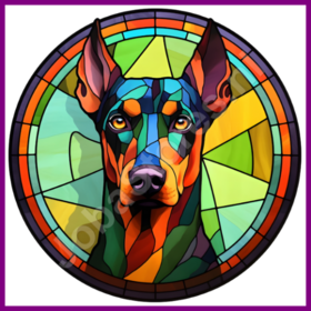 Diamond Painting Glas in lood Hond - Dobermann 03 (formaat en vorm steentjes naar keuze)