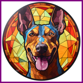 Diamond Painting Glas in lood Hond - Dobermann 04 (formaat en vorm steentjes naar keuze)