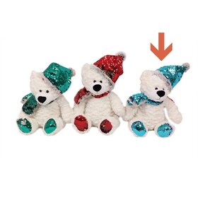 OP=OP Kerst knuffel Kerstbeer ijsbeer glitter Blauw 30cm