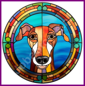Diamond Painting Glas in lood Hond - Greyhound 01 (formaat en vorm steentjes naar keuze)