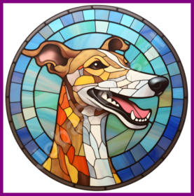 Diamond Painting Glas in lood Hond - Greyhound 03 (formaat en vorm steentjes naar keuze)
