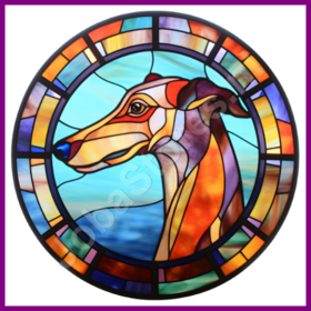 Diamond Painting Glas in lood Hond - Greyhound 05 (formaat en vorm steentjes naar keuze)