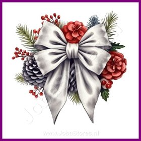 Diamond Painting Kerst Strik 02 (formaat en vorm steentjes naar keuze)