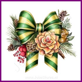 Diamond Painting Kerst Strik 03 (formaat en vorm steentjes naar keuze)