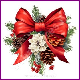 Diamond Painting Kerst Strik 05 (formaat en vorm steentjes naar keuze)