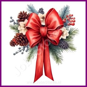 Diamond Painting Kerst Strik 06 (formaat en vorm steentjes naar keuze)