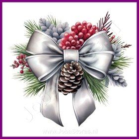 Diamond Painting Kerst Strik 09 (formaat en vorm steentjes naar keuze)