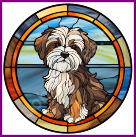 Diamond Painting Glas in lood Hond - Havanezer 05 (formaat en vorm steentjes naar keuze)