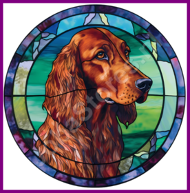 Diamond Painting Glas in lood Hond - Ierse Setter 01 (formaat en vorm steentjes naar keuze)