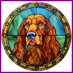 Diamond Painting Glas in lood Hond - Ierse Setter 02 (formaat en vorm steentjes naar keuze)