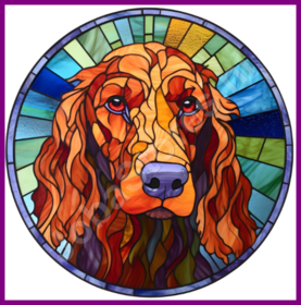 Diamond Painting Glas in lood Hond - Ierse Setter 04 (formaat en vorm steentjes naar keuze)