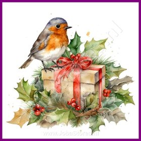 Diamond Painting Roodborstje Kerst 03 (formaat en vorm steentjes naar keuze)