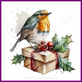 Diamond Painting Roodborstje Kerst 05 (formaat en vorm steentjes naar keuze)