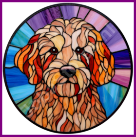 Diamond Painting Glas in lood Hond - Labradoodle 02 (formaat en vorm steentjes naar keuze)