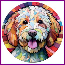 Diamond Painting Glas in lood Hond - Labradoodle 05 (formaat en vorm steentjes naar keuze)