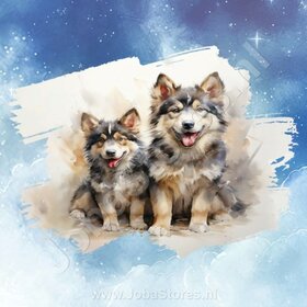 Diamond Painting Aquarel Hond - Alaska Malamute 01 (formaat en vorm steentjes naar keuze)