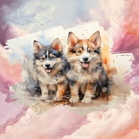 Diamond Painting Aquarel Hond - Alaska Malamute 02 (formaat en vorm steentjes naar keuze)