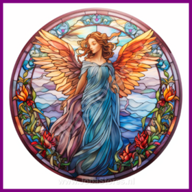 Diamond Painting Glas in lood Kerst Engel 03 (formaat en vorm steentjes naar keuze)