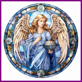 Diamond Painting Glas in lood Kerst Engel 05 (formaat en vorm steentjes naar keuze)