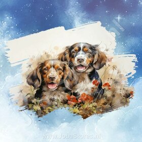 Diamond Painting Aquarel Hond - Basset Hound 01 (formaat en vorm steentjes naar keuze)