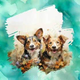 Diamond Painting Aquarel Hond - Basset Hound 02 (formaat en vorm steentjes naar keuze)
