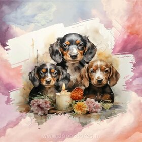 Diamond Painting Aquarel Hond - Basset Hound 03 (formaat en vorm steentjes naar keuze)