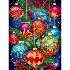 Diamond Painting Kleurrijke Kerst 02 (formaat en vorm steentjes naar keuze)