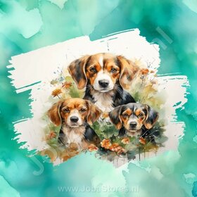 Diamond Painting Aquarel Hond - Beagle 01 (formaat en vorm steentjes naar keuze)