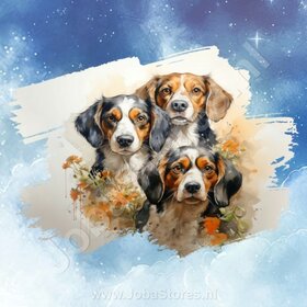 Diamond Painting Aquarel Hond - Beagle 03 (formaat en vorm steentjes naar keuze)