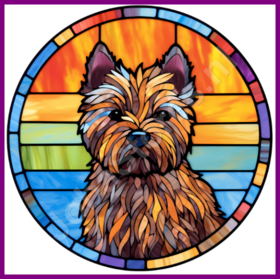 Diamond Painting Glas in lood Hond - Cairnterrier 03 (formaat en vorm steentjes naar keuze)