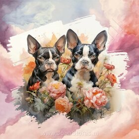 Diamond Painting Aquarel Hond - Boston Terrier 01 (formaat en vorm steentjes naar keuze)