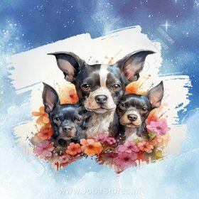Diamond Painting Aquarel Hond - Boston Terrier 02 (formaat en vorm steentjes naar keuze)