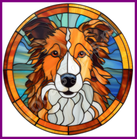 Diamond Painting Glas in lood Hond - Collie 02 (formaat en vorm steentjes naar keuze)
