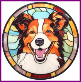 Diamond Painting Glas in lood Hond - Collie 03 (formaat en vorm steentjes naar keuze)
