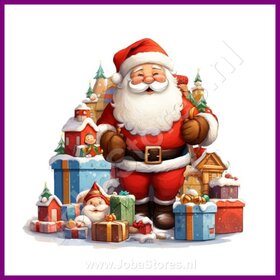 Diamond Painting Kerstman met cadeautjes 10 (formaat en vorm steentjes naar keuze)