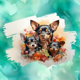 Diamond Painting Aquarel Hond - Chihuahua 02 (formaat en vorm steentjes naar keuze)