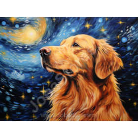 Diamond Painting Sterrennacht Hond 01 (formaat en vorm steentjes naar keuze)