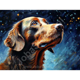 Diamond Painting Sterrennacht Hond 02 (formaat en vorm steentjes naar keuze)