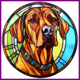 Diamond Painting Glas in lood Hond - Rhodesian Ridgeback 01 (formaat en vorm steentjes naar keuze)