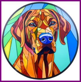 Diamond Painting Glas in lood Hond - Rhodesian Ridgeback 02 (formaat en vorm steentjes naar keuze)