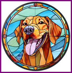 Diamond Painting Glas in lood Hond - Rhodesian Ridgeback 03 (formaat en vorm steentjes naar keuze)