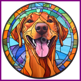 Diamond Painting Glas in lood Hond - Rhodesian Ridgeback 04 (formaat en vorm steentjes naar keuze)