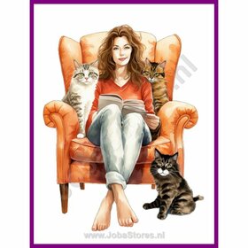 Diamond Painting Crazy Cat Lady 06 (formaat en vorm steentjes naar keuze)