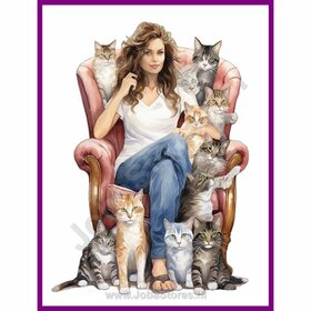 Diamond Painting Crazy Cat Lady 07 (formaat en vorm steentjes naar keuze)