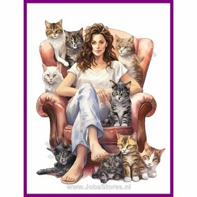 Diamond Painting Crazy Cat Lady 10 (formaat en vorm steentjes naar keuze)