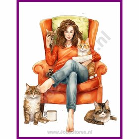 Diamond Painting Crazy Cat Lady 11 (formaat en vorm steentjes naar keuze)